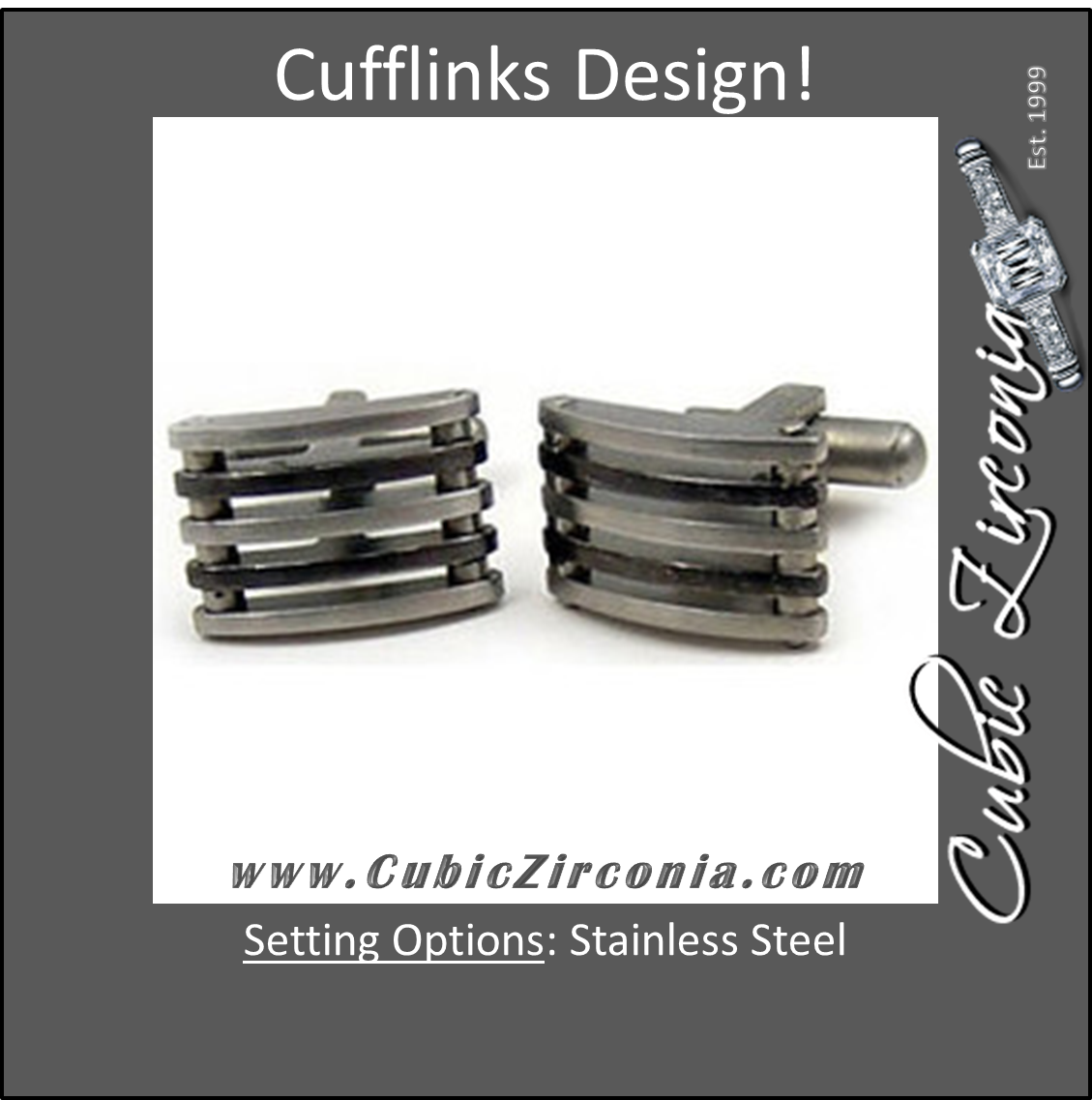 Men’s Cufflinks- Stainless Steel Fence Design