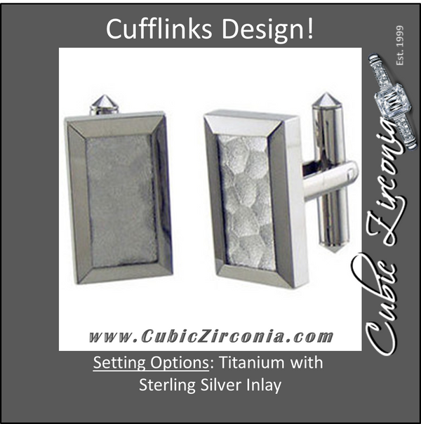 Men’s Cufflinks- Titanium & Sterling Silver Inlay