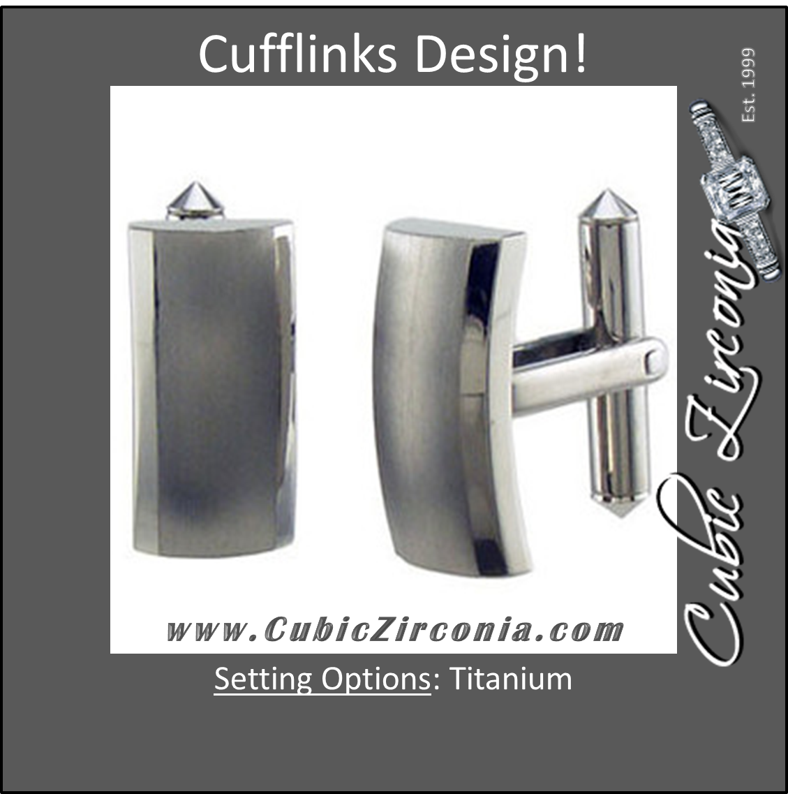 Men’s Cufflinks- Titanium Rectangular with Beveled Metal