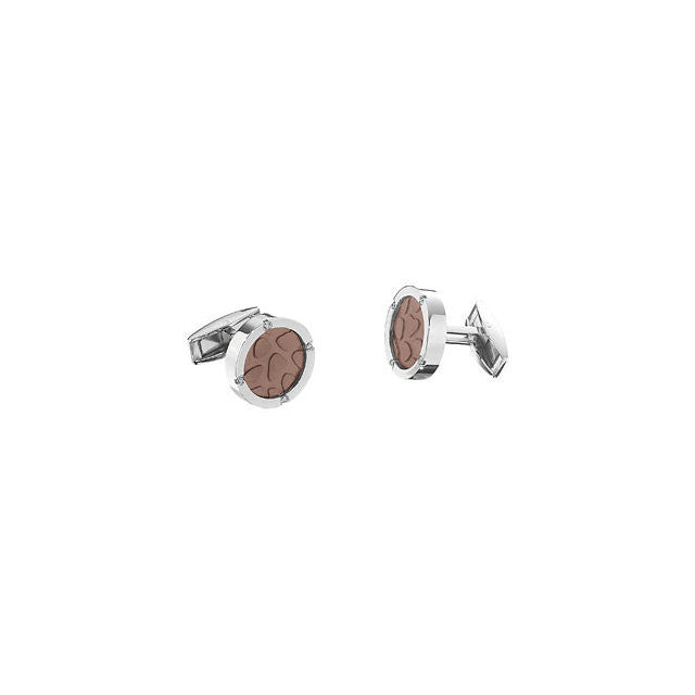 Men's Cufflinks- Black or Brown Ceramic Immersion Plating with CZ Accents