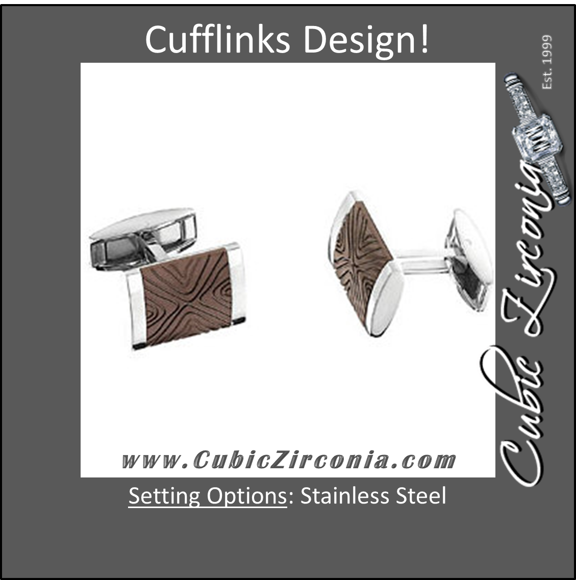 Men’s Cufflinks- Wood Pattern Immerse Plated with Stainless Steel