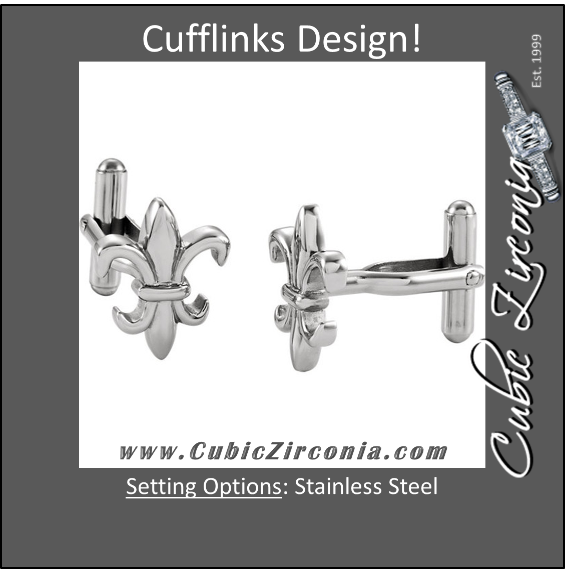 Men’s Cufflinks- Stainless Steel Fleur-de-Lis Symbols