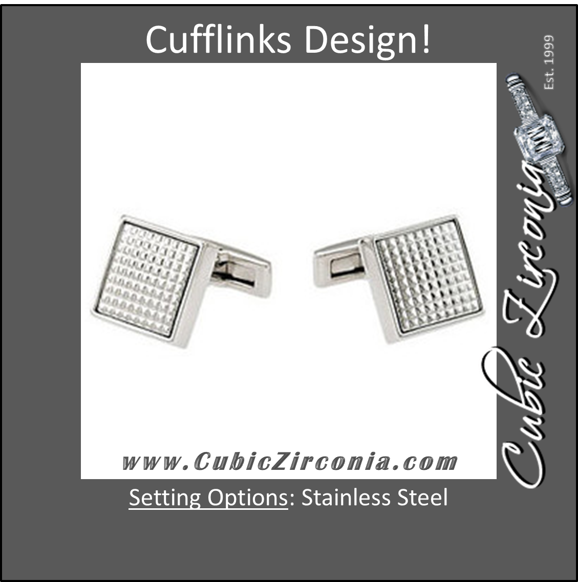Men’s Cufflinks- Stainless Steel Textured Pebble Square Design