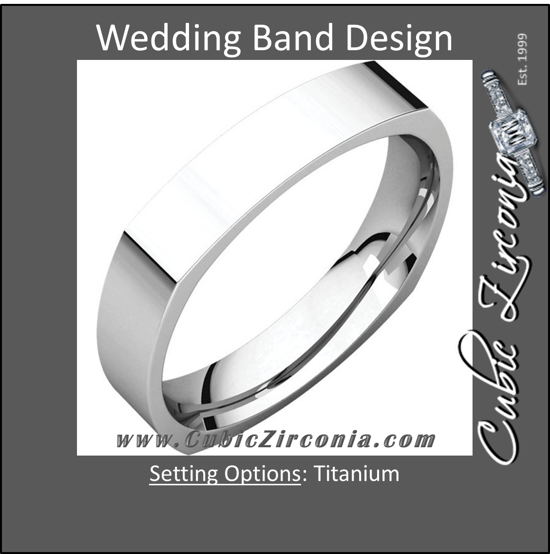 Men’s Wedding Band – The Mark Twain Ring (Titanium 6mm Square Comfort Fit)