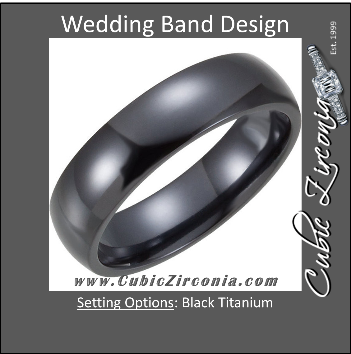 Men’s Wedding Band – The Che Guevara Ring (6mm Black Titanium Domed)
