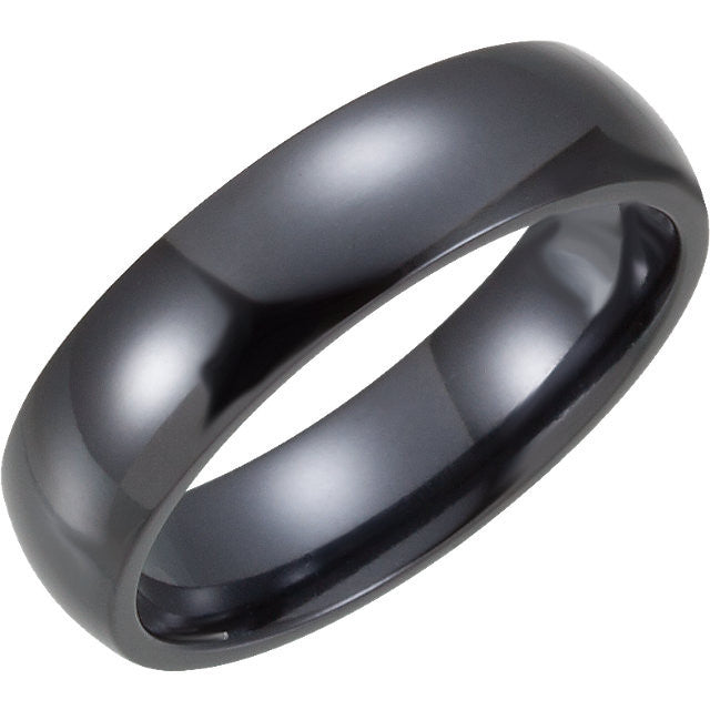 Men’s Wedding Band – The Che Guevara Ring (6mm Black Titanium Domed)
