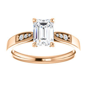Cubic Zirconia Engagement Ring- The Ruth (Customizable 7-stone Radiant Cut Style with Vintage Filigree)