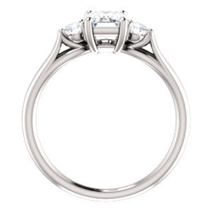 Cubic Zirconia Engagement Ring- The Mahlia (Customizable 3-stone Design with Radiant Cut Center, Round Accents and Split Band)