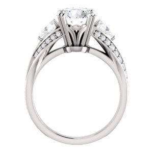 CZ Wedding Set, featuring The Jackie engagement ring (Customizable Round Center with Flanking Pear Accents and Pavé Band)