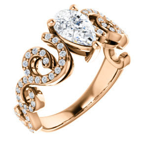 CZ Wedding Set, featuring The Carla engagement ring (Customizable Pear Cut Split-Band Curves)
