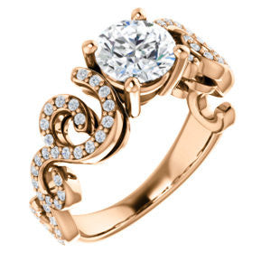 CZ Wedding Set, featuring The Carla engagement ring (Customizable Round Cut Split-Band Curves)