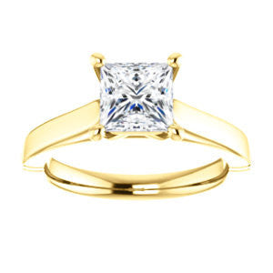 Cubic Zirconia Engagement Ring- The Kaela (Customizable Princess Cut Solitaire with Stackable Band)