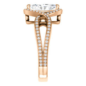 Cubic Zirconia Engagement Ring- The Goldie (Customizable Marquise Cut Center with Twisty Split-Pavé Band and Artisan Halo)