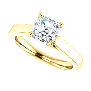 Cubic Zirconia Engagement Ring- The Kaela (Customizable Asscher Cut Solitaire with Stackable Band)