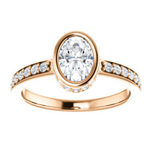 Cubic Zirconia Engagement Ring- The Monaco (Customizable Vintage Oval Cut Design with Crown-inspired Under-halo Trellis and Pavé Band)