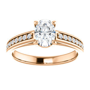 Cubic Zirconia Engagement Ring- The Samantha (Customizable Oval and Cathedral Channel/Prong Band)