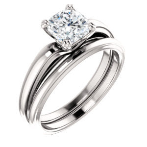 Cubic Zirconia Engagement Ring- The Jodee (Customizable Cathedral-set Cushion Cut Solitaire with Tapered Band)