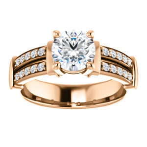 CZ Wedding Set, featuring The Rachana engagement ring (Customizable Round Cut Design with Wide Split-Pavé Band and Euro Shank)