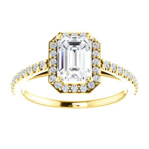 Cubic Zirconia Engagement Ring- The Monique (Customizable Radiant Cut Cathedral-Halo with Thin Pave-Band)