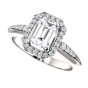Cubic Zirconia Engagement Ring- The Maxine (Customizable Emerald Cut)