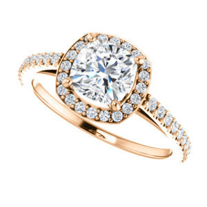Cubic Zirconia Engagement Ring- The Monique (Customizable Cushion Cut Cathedral-Halo with Thin Pave-Band)
