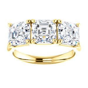 Cubic Zirconia Engagement Ring- The Londyn (Customizable Triple Asscher Cut 3-stone Style)