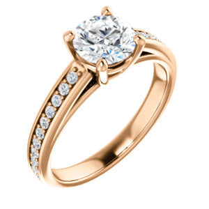 Cubic Zirconia Engagement Ring- The Samantha (Customizable Round and Cathedral Channel/Prong Band)