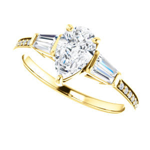 Cubic Zirconia Engagement Ring- The Bhakti (Customizable Enhanced 5-stone Pear Cut Design with Thin Pavé Band)