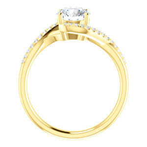 Cubic Zirconia Engagement Ring- The Nikita (Customizable Round Cut Bypass Split-Band Style with Micropavé Band Accents)