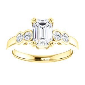 Cubic Zirconia Engagement Ring- The Yucsin (Customizable Radiant Cut Five-stone Design with Round Bezel Accents)