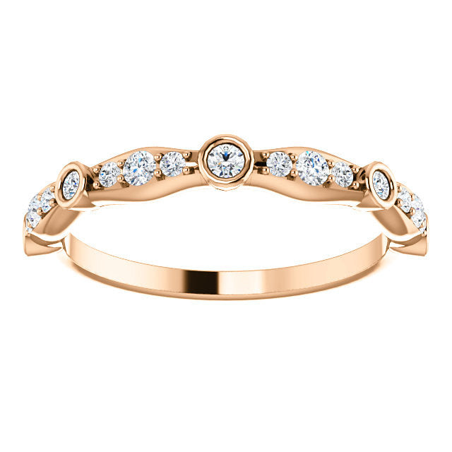 Cubic Zirconia Anniversary Ring Band, Style 12-2248 (0.265 TCW Round Bezel stackable)