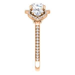 Cubic Zirconia Engagement Ring- The Lizabeth (Customizable Round Cut Enhanced 3-stone Style with Tri-Halos & Thin Pavé Band)