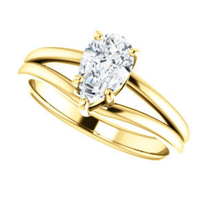 Cubic Zirconia Engagement Ring- The Marnie (Customizable Pear Cut Solitaire with Grooved Band)