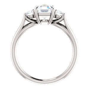 Cubic Zirconia Engagement Ring- The Mahlia (Customizable 3-stone Design with Asscher Cut Center, Round Accents and Split Band)