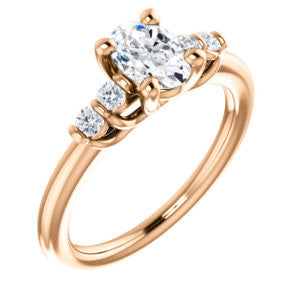 Cubic Zirconia Engagement Ring- The Karima (Customizable Oval  Cut 5-stone style with Quad Bar-set Round Accents)