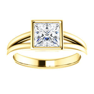 Cubic Zirconia Engagement Ring- The Bernadine (Customizable Bezel-set Princess Cut with V-Split Band)