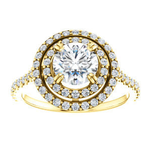 CZ Wedding Set, featuring The Alexandra engagement ring (Customizable Round Cut Double Halo Center with U-Pave and Pavé  Band)