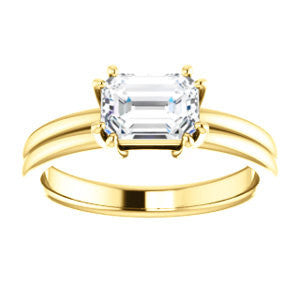 CZ Wedding Set, featuring The Marnie engagement ring (Customizable Radiant Cut Solitaire with Grooved Band)