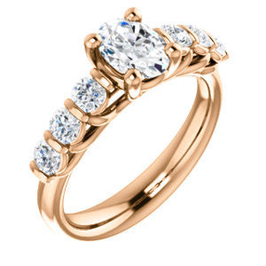Cubic Zirconia Engagement Ring- The Adamari (Customizable 7-stone Oval Cut Style with Round Bar-set Accents)