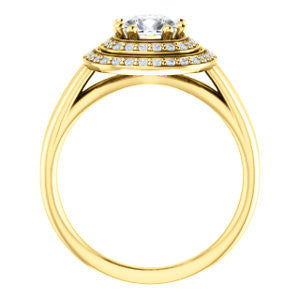 Cubic Zirconia Engagement Ring- The Brielle (Customizable Cushion Cut Cathedral Double-Halo with Curved Split-Band)