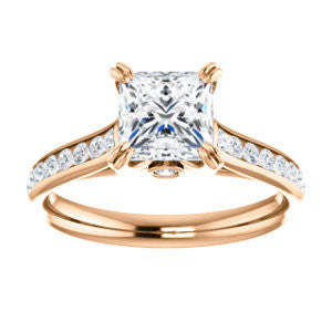 Cubic Zirconia Engagement Ring- The Tabitha (Customizable Princess Center with Round Channel)