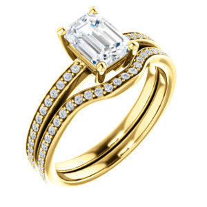Cubic Zirconia Engagement Ring- The Majo Jimena (Customizable Radiant Cut Design with Thin Pavé Band)