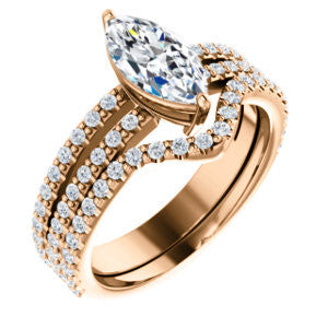 Cubic Zirconia Engagement Ring- The Kathryn  (Customizable Marquise with Split Band & Round Pave Accents)