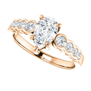 Cubic Zirconia Engagement Ring- The Jhenny (Customizable Pear Cut 9-Stone Design with Round Bezel Accents)
