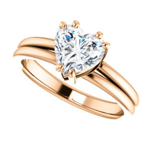 CZ Wedding Set, featuring The Marnie engagement ring (Customizable Heart Cut Solitaire with Grooved Band)