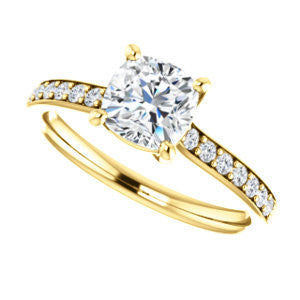 Cubic Zirconia Engagement Ring- The Monikama (Customizable Cushion Cut Thin Band Design with Round Accents)