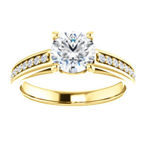 Cubic Zirconia Engagement Ring- The Samantha (Customizable Round and Cathedral Channel/Prong Band)