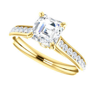 CZ Wedding Set, featuring The Tabitha engagement ring (Customizable Asscher Center with Round Channel)