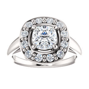 Cubic Zirconia Engagement Ring- The Esperanza (Customizable Cathedral-set Cushion Cut Style with Large Cluster Halo Accents and Tapered Band)