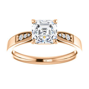 Cubic Zirconia Engagement Ring- The Ruth (Customizable 7-stone Asscher Cut Style with Vintage Filigree)